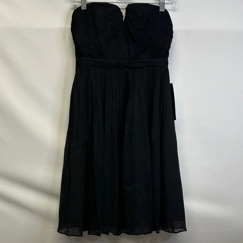 NWT J. Crew Emily Silk Chiffon Strapless Dress Black Cocktail Party Dress 0